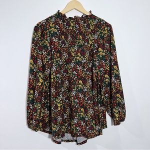 LulaRoe‎ Floral Mockneck Top w/ Balloon Sleeves Size Small